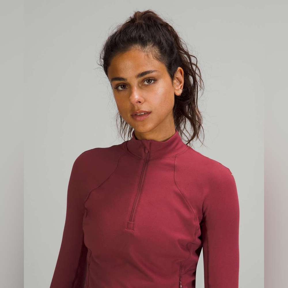 Lululemon Its Rulu Run Cropped Half-Zip Mulled Wine Sz 6